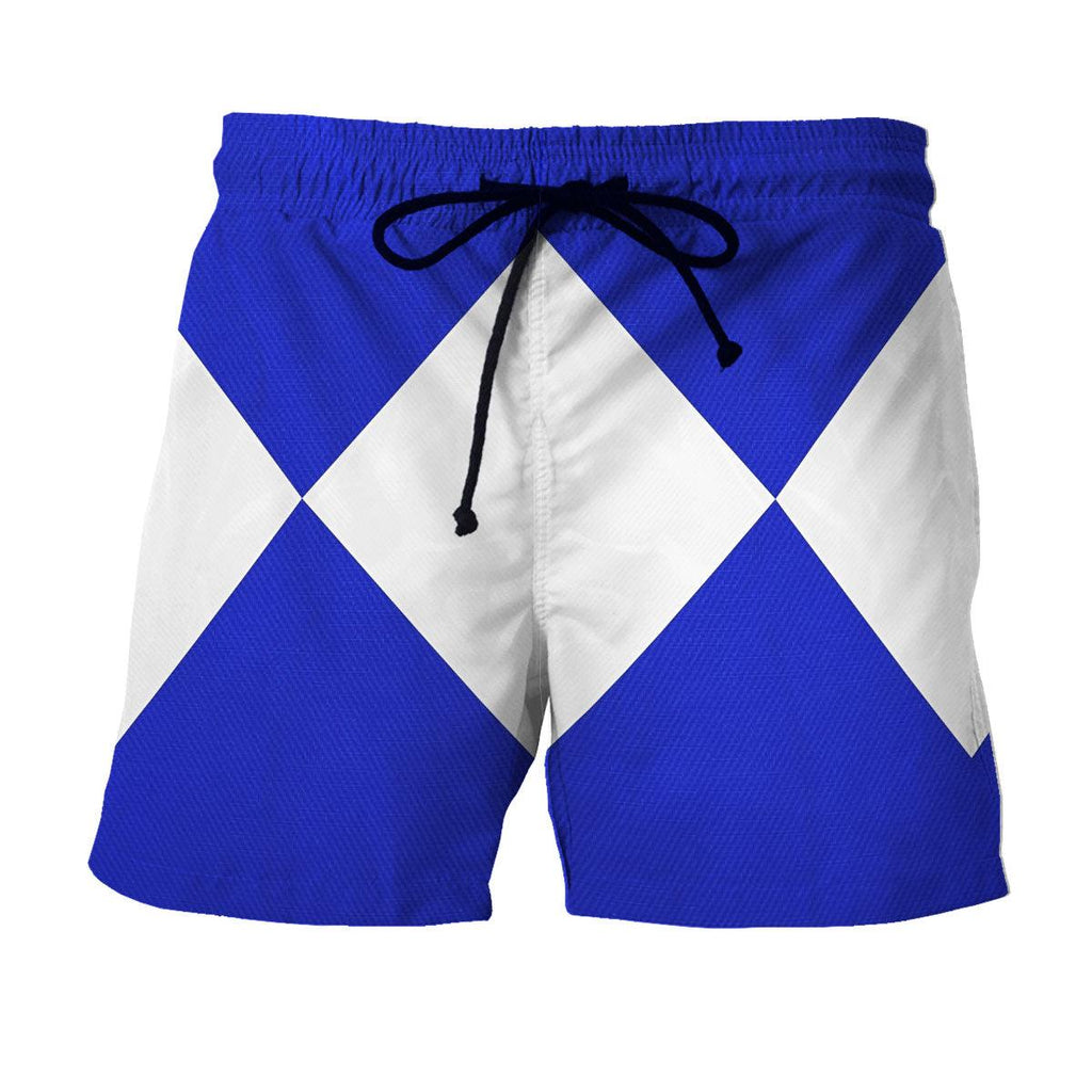 Blue Ranger Mighty Morphin Hawaiian Shirt Beach Shorts - Gearhomie.com