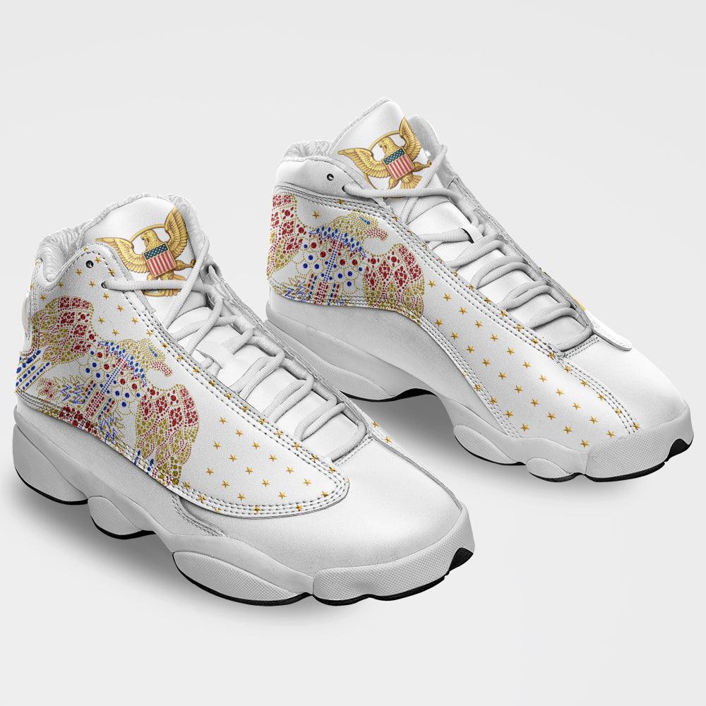 Gearhomie Elvis Aloha Eagle Unisex AJ13 Shoes White - Gearhomie.com