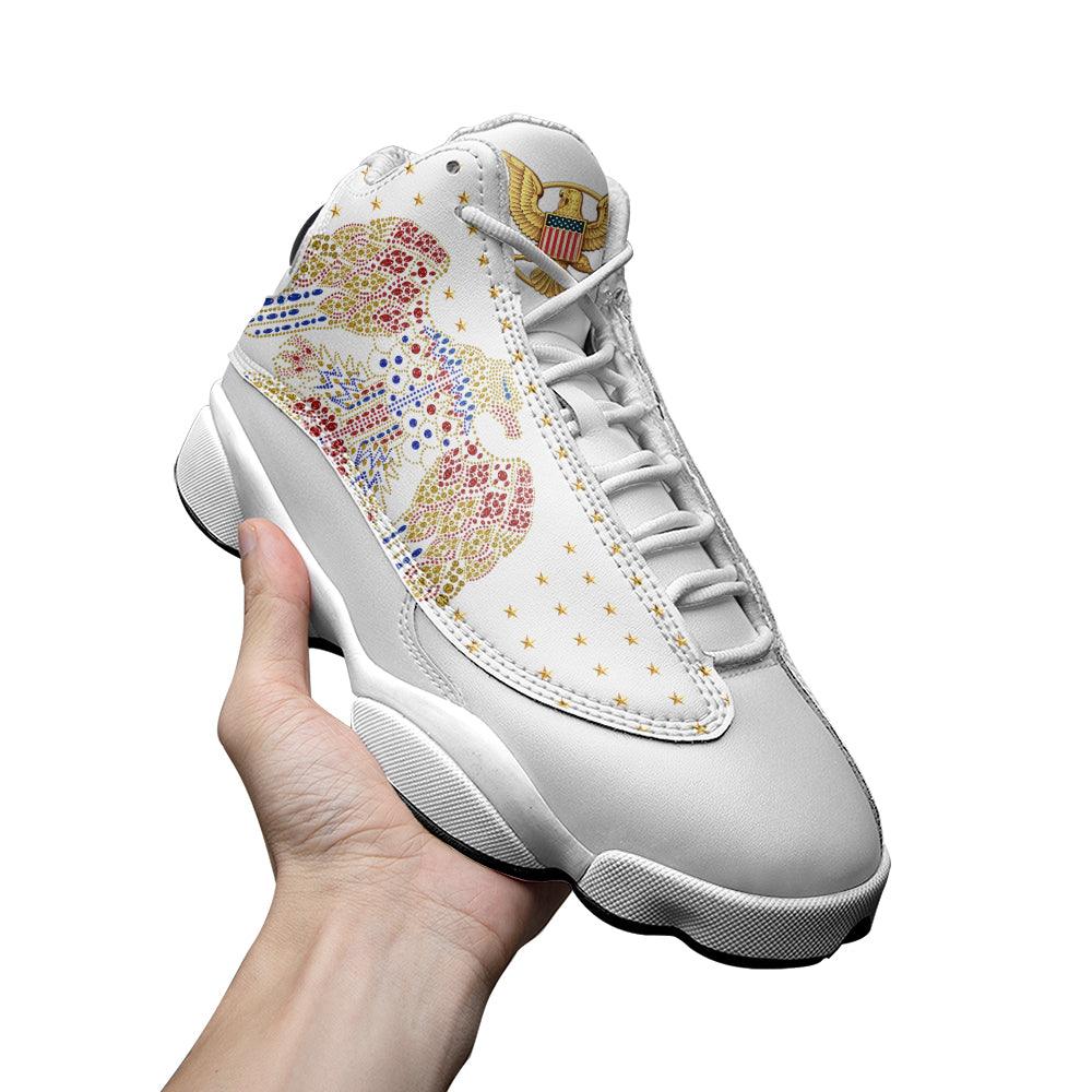 Gearhomie Elvis Aloha Eagle Unisex AJ13 Shoes White - Gearhomie.com