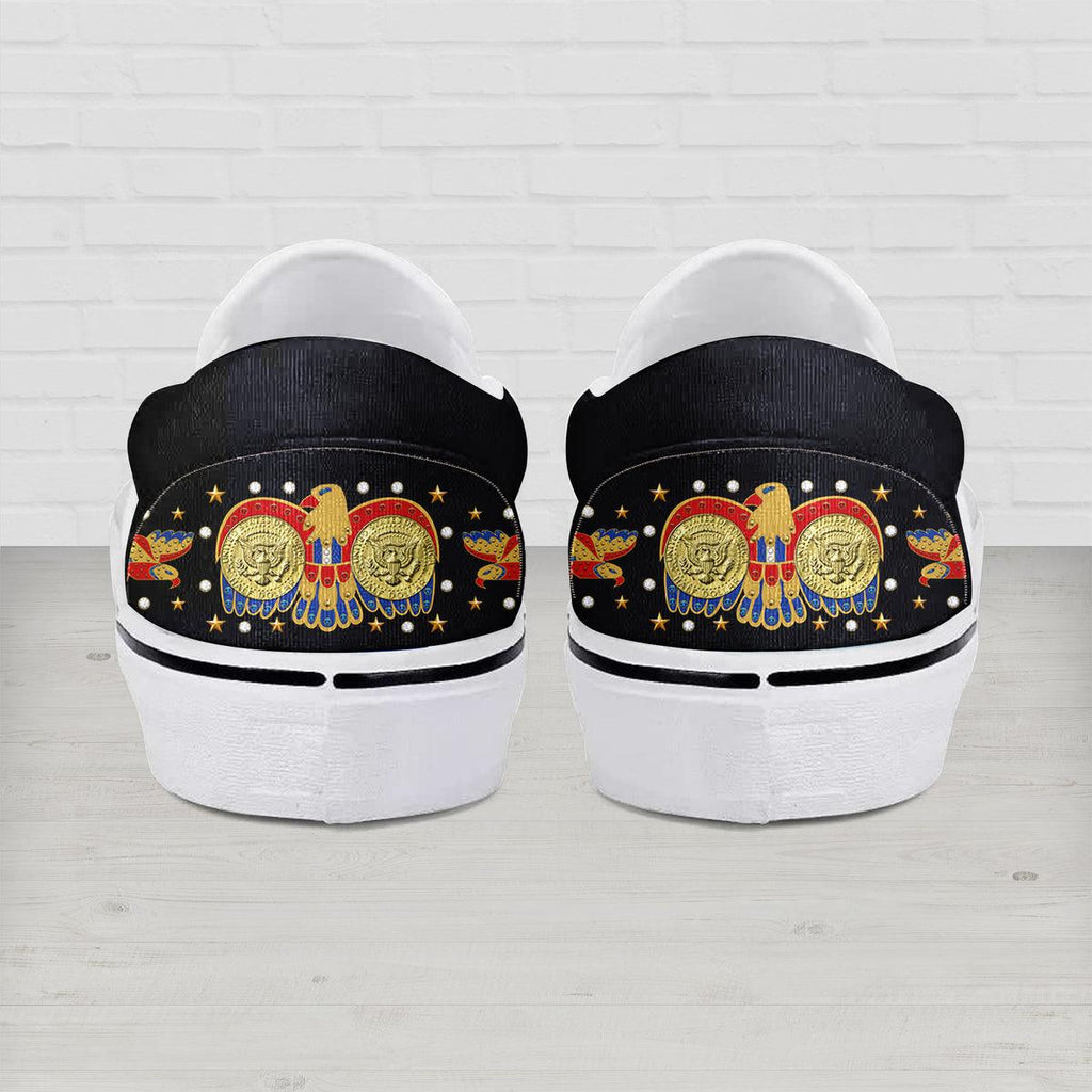 Gearhomie Elvis Eagle Black Slip On Shoes - Gearhomie.com