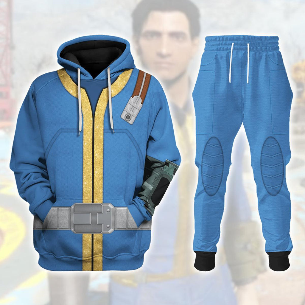 Gearhomie Fallout 4 FO Nate Vault 111 Blue Uniform Hoodie Sweatshirt T-Shirt Tracksuit - Gearhomie.com