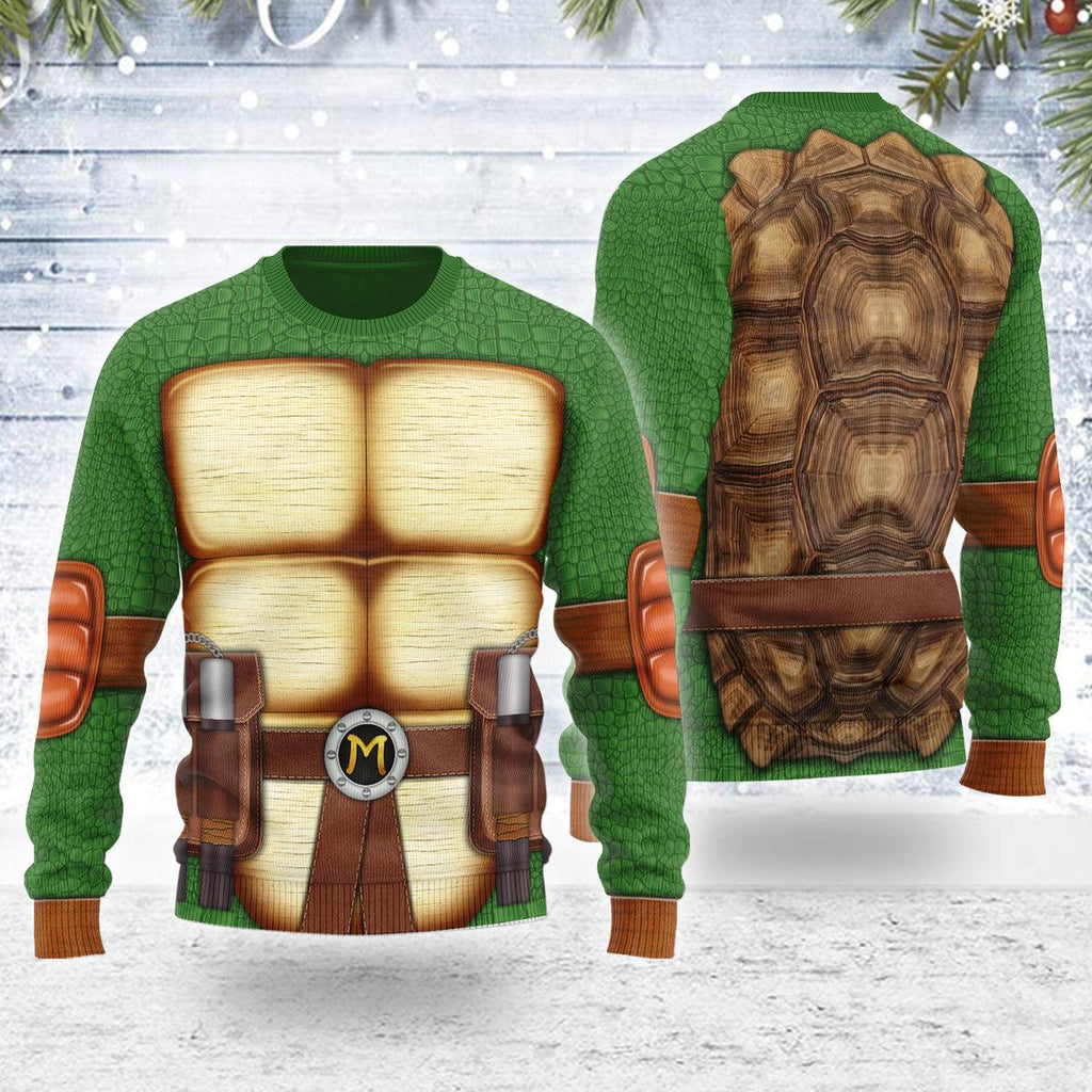 Gearhomie Merry Christmas Michelangelo Ninja Turtle Unisex Wool Sweater - Gearhomie.com