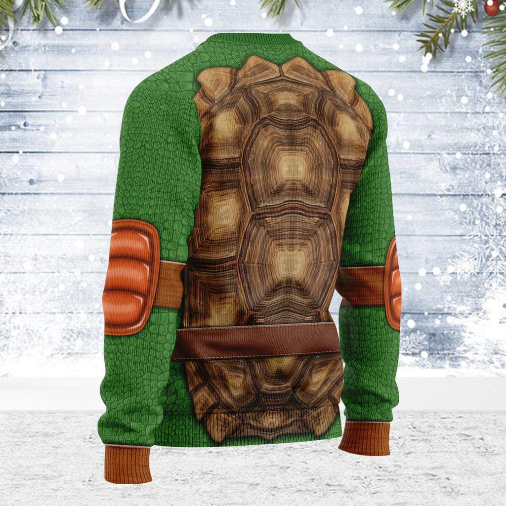 Gearhomie Merry Christmas Michelangelo Ninja Turtle Unisex Wool Sweater - Gearhomie.com