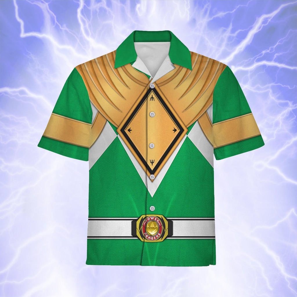 Green Ranger Dragon Shield Hawaiian Shirt Beach Shorts - Gearhomie.com
