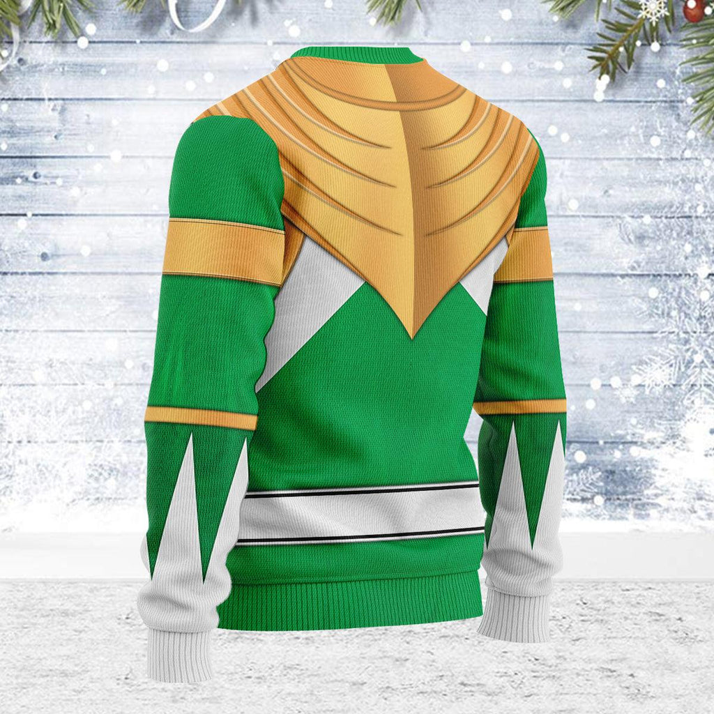 Merry Christmas Green Ranger Dragon Shield MM Unisex Wool Sweater - Gearhomie.com