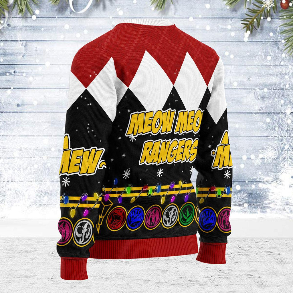 Merry Christmas Meowghty Meowrphin Purrr Rangers Unisex Wool Sweater - Gearhomie.com