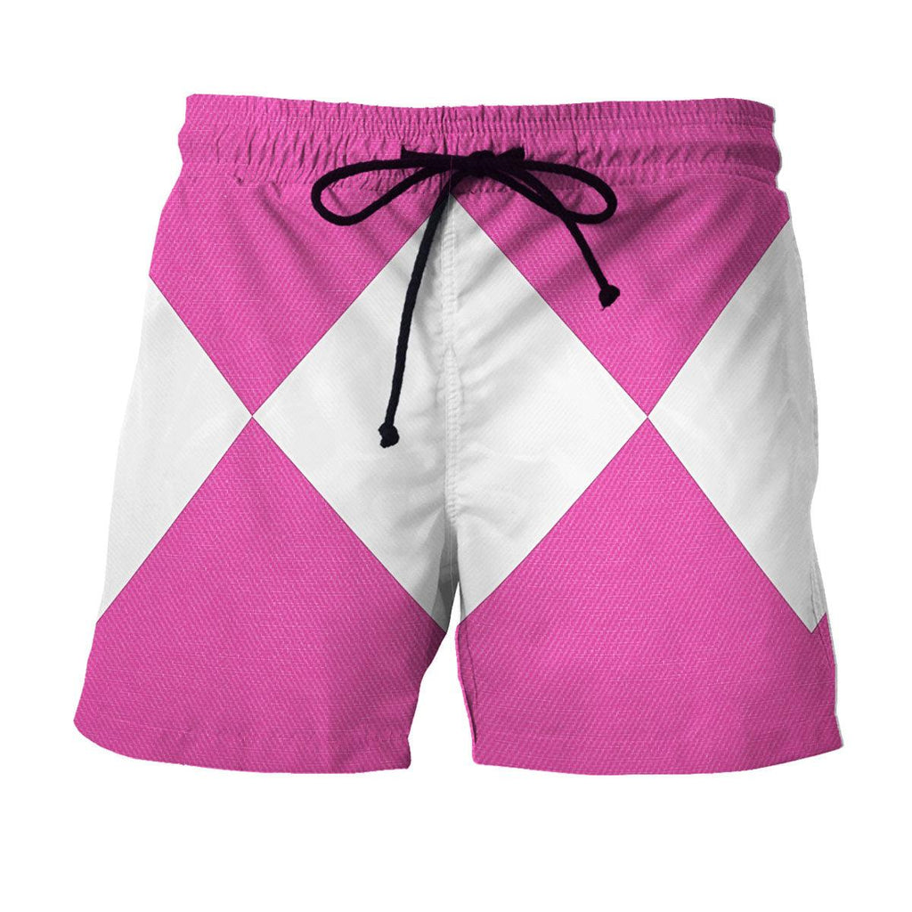 Pink Ranger Mighty Morphin Hawaiian Shirt Beach Shorts - Gearhomie.com