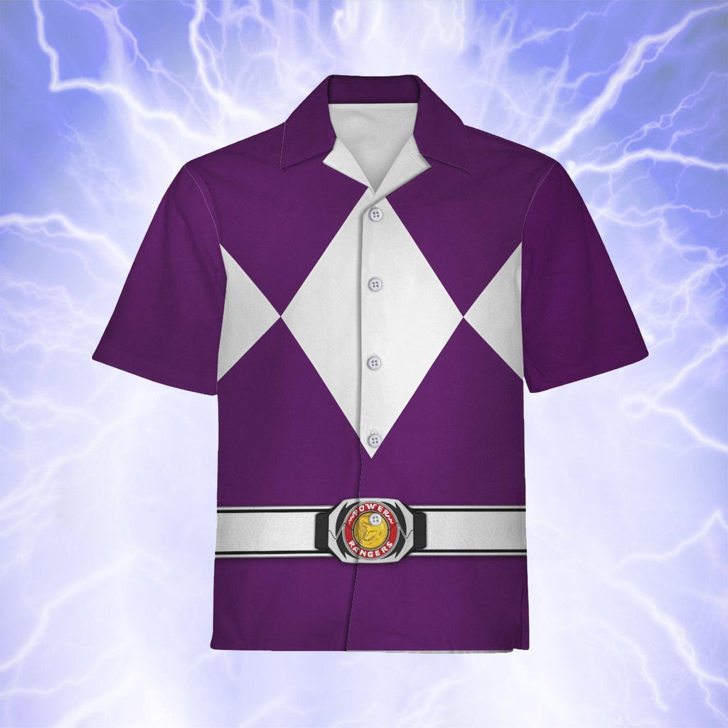 Purple Ranger Mighty Morphin Hawaiian Shirt Beach Shorts - Gearhomie.com