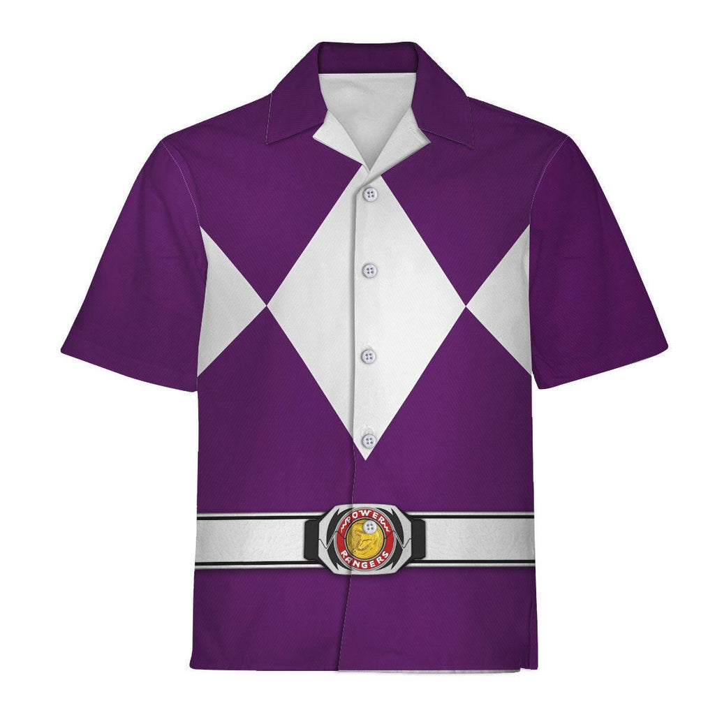 Purple Ranger Mighty Morphin Hawaiian Shirt Beach Shorts - Gearhomie.com