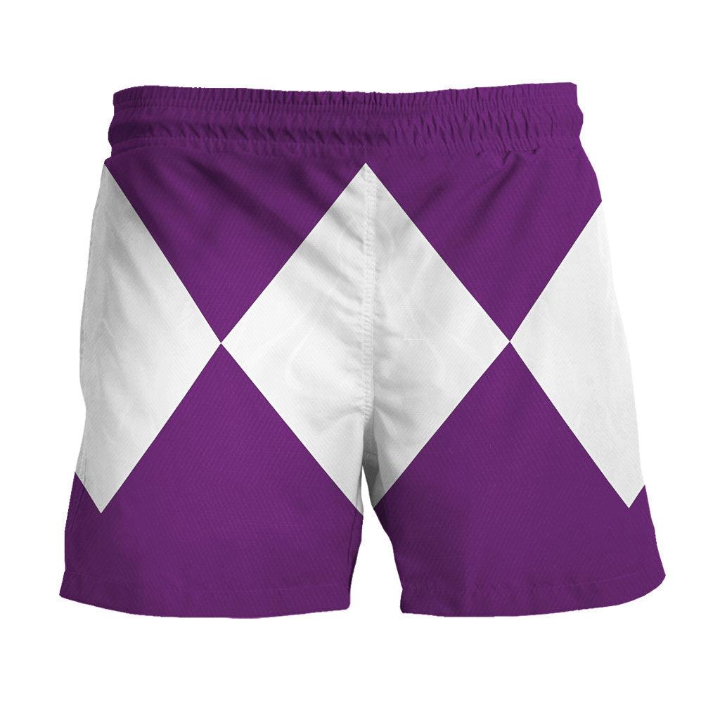 Purple Ranger Mighty Morphin Hawaiian Shirt Beach Shorts - Gearhomie.com