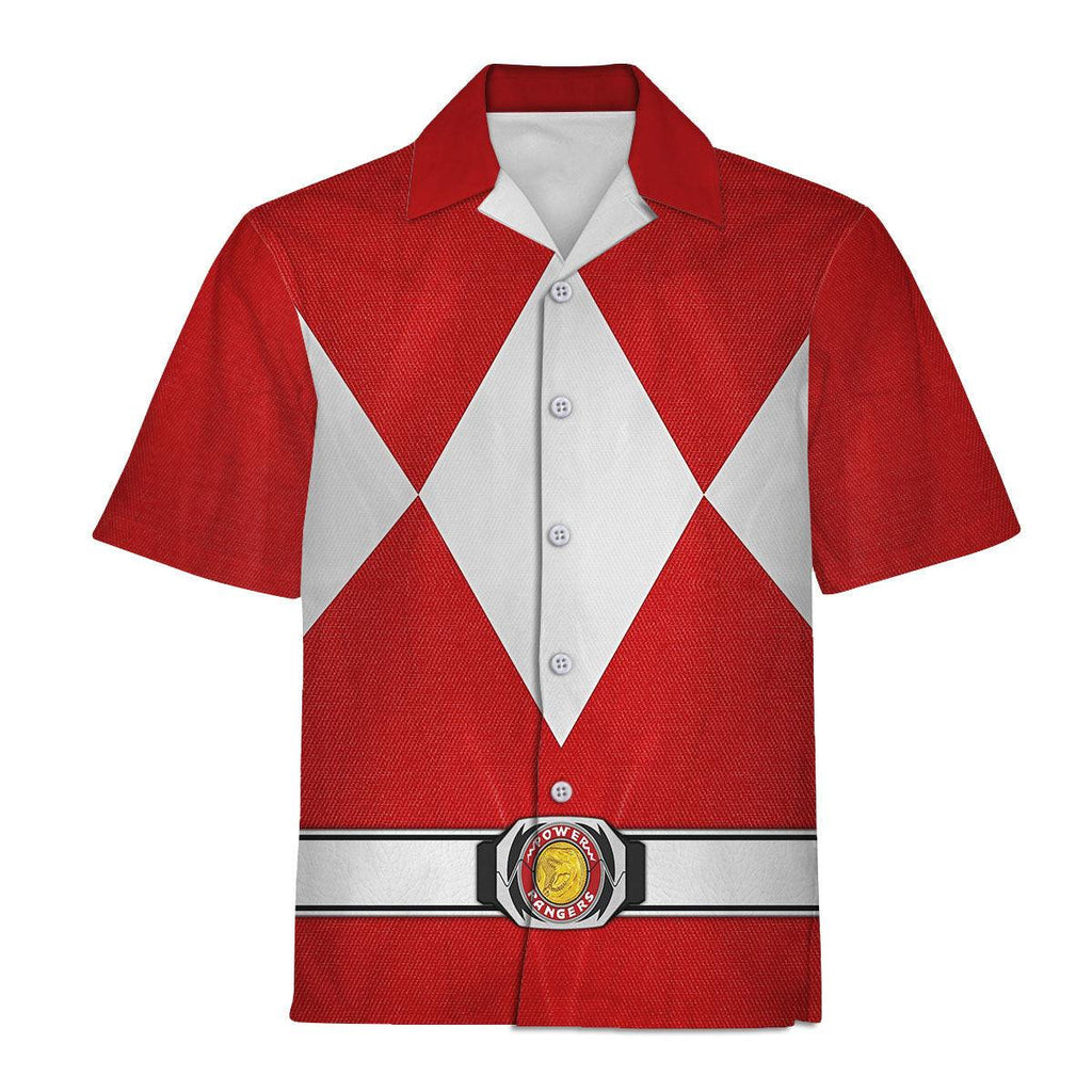 Red Ranger Mighty Morphin Hawaiian Shirt Beach Shorts - Gearhomie.com