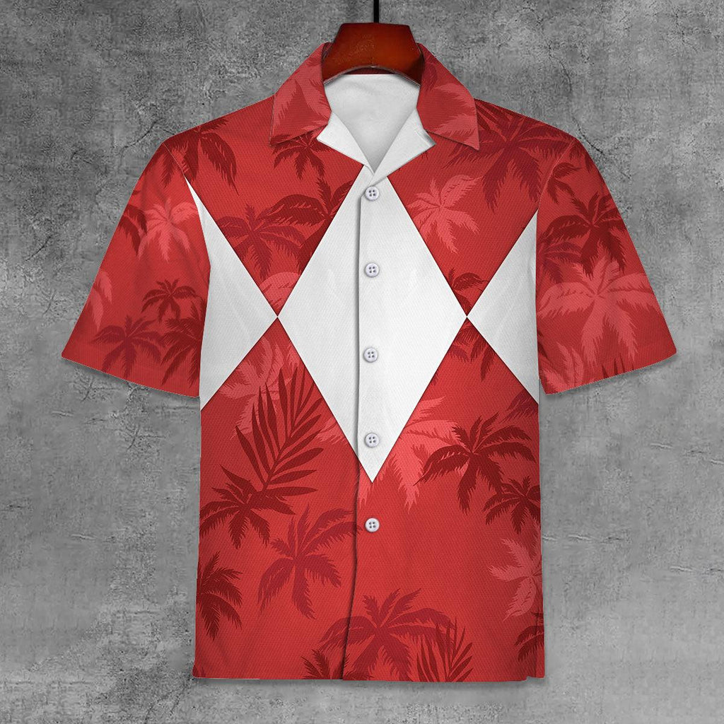 Red Ranger x Tommy Vercetti Hawaiian Shirt & Beach Shorts - Gearhomie.com