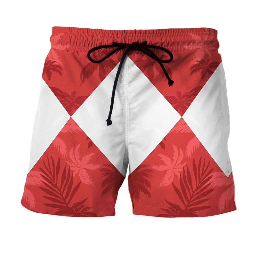 Red Ranger x Tommy Vercetti Hawaiian Shirt & Beach Shorts - Gearhomie.com