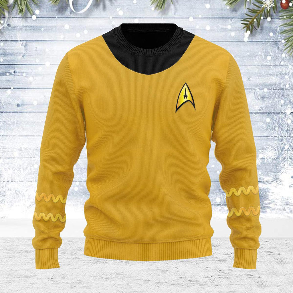 The Original Series Spock Yellow Uniform Themed Costume Christmas Wool Sweater - Gearhomie.com