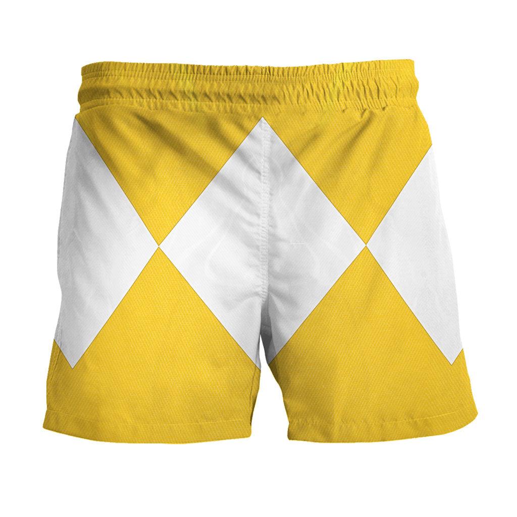 Yellow Ranger Mighty Morphin Hawaiian Shirt Beach Shorts - Gearhomie.com