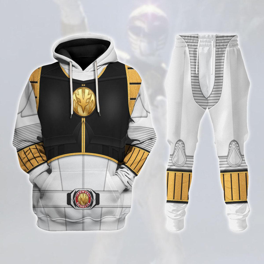 1995 White Ranger Mighty Morphin Hoodies Sweatshirt T-shirt Hawaiian Tracksuit - Gearhomie.com