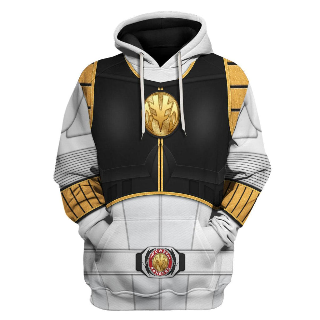 1995 White Ranger Mighty Morphin Hoodies Sweatshirt T-shirt Hawaiian Tracksuit - Gearhomie.com