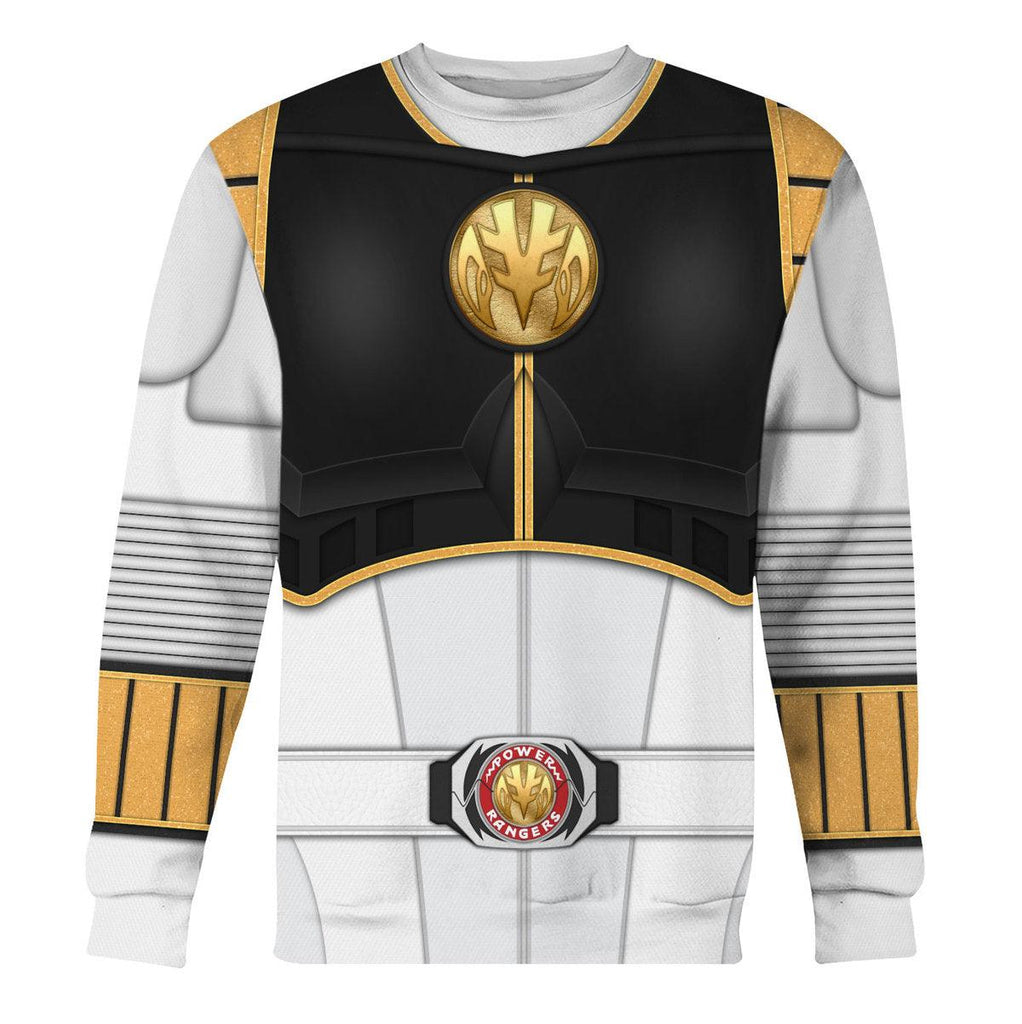 1995 White Ranger Mighty Morphin Hoodies Sweatshirt T-shirt Hawaiian Tracksuit - Gearhomie.com