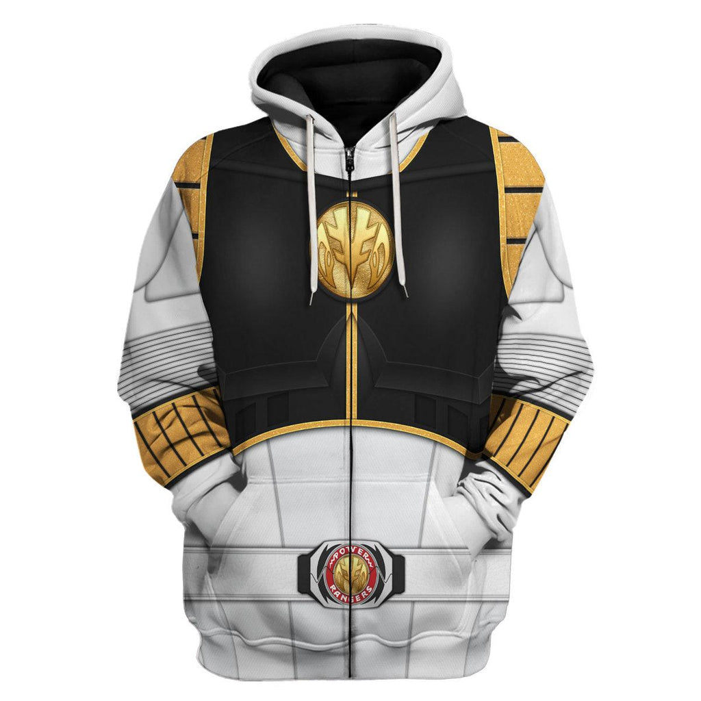 1995 White Ranger Mighty Morphin Hoodies Sweatshirt T-shirt Hawaiian Tracksuit - Gearhomie.com