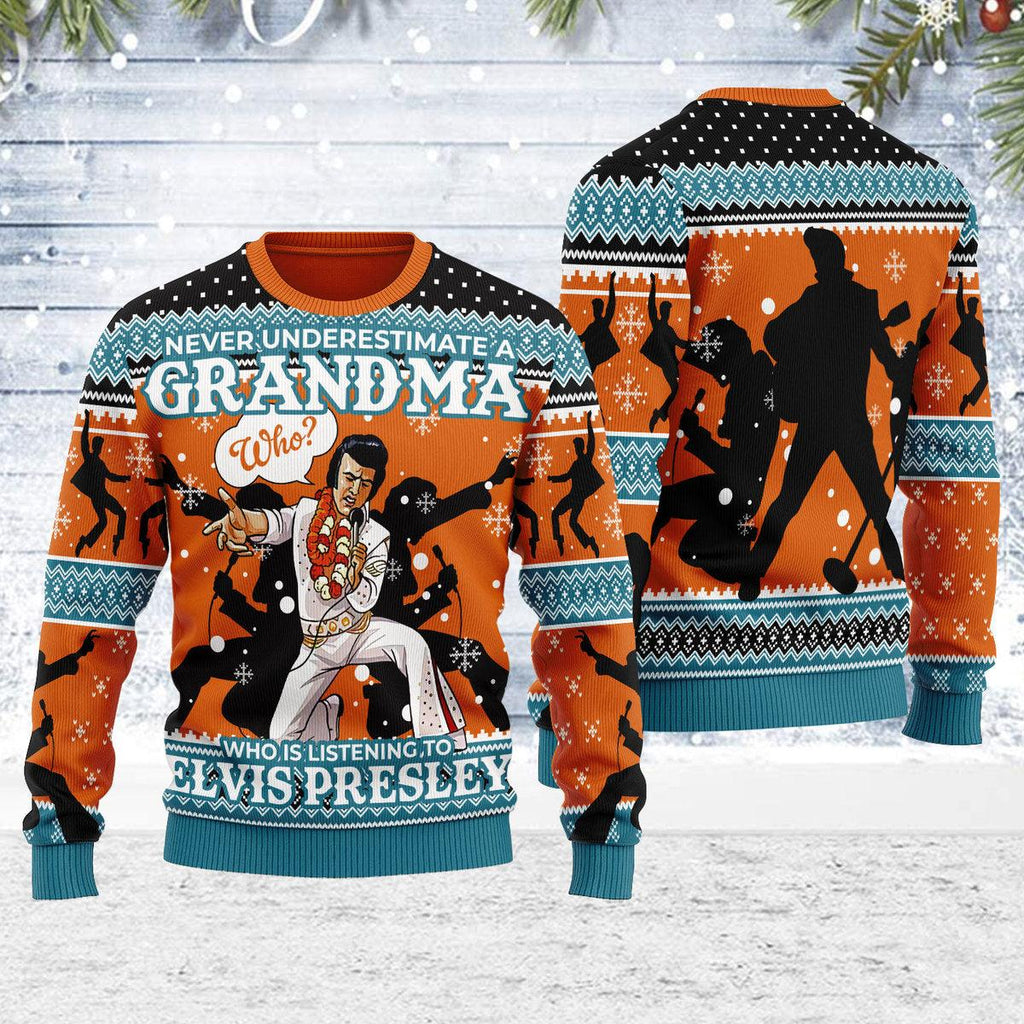 Gearhomie Who is Listening to Elvis Christmas Ugly Sweater - Gearhomie.com