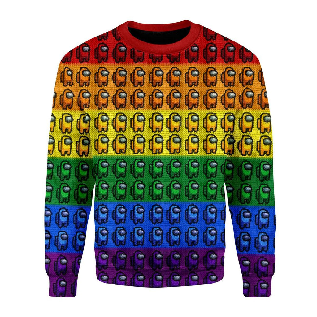 Among Us Gay Pride Christmas Sweater - DucG