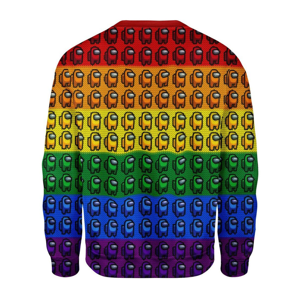 Among Us Gay Pride Christmas Sweater - DucG