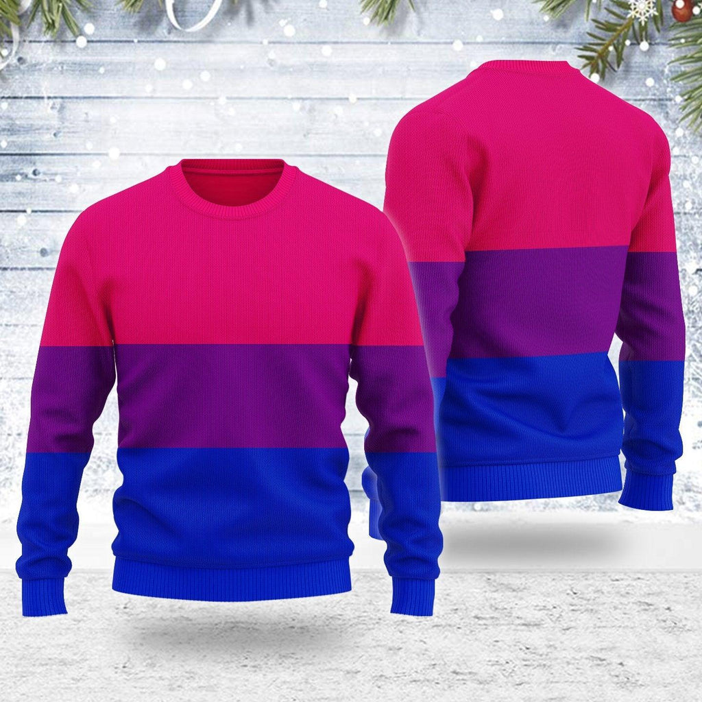 Bisexual Flag Ugly Christmas Sweater - DucG