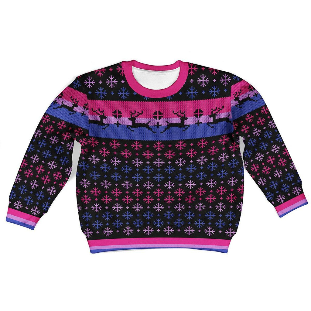 Bisexual Pride Flag Kid Christmas Sweater - DucG