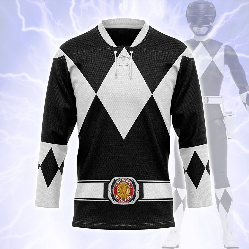 Black Ranger Mighty Morphin Hockey Jersey - Gearhomie.com