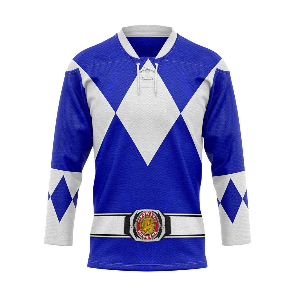 Blue Ranger Mighty Morphin Hockey Jersey - Gearhomie.com