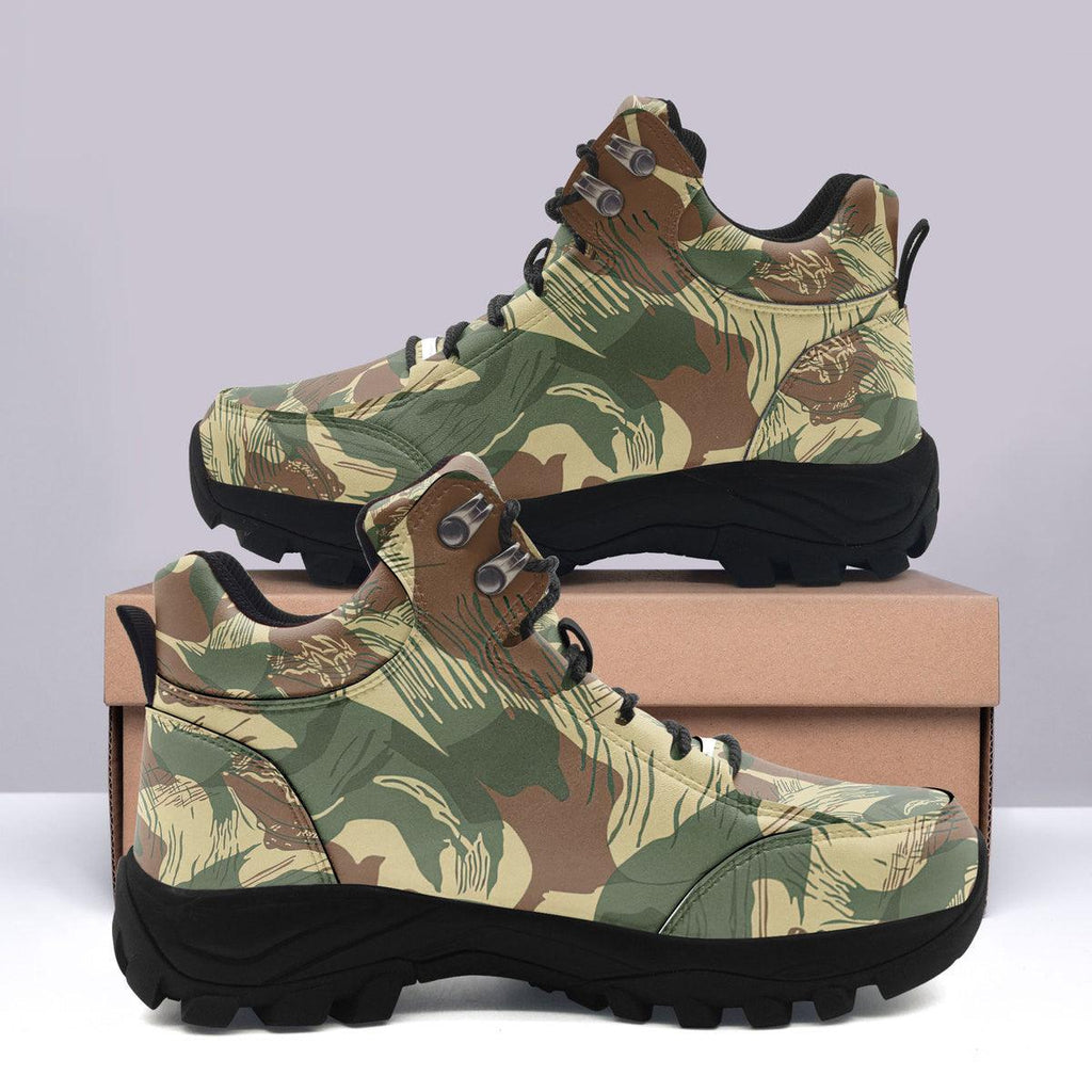 Brushstroke Rhodesian Security Forces 1965 Camo Pattern Hiking Shoes - DucG