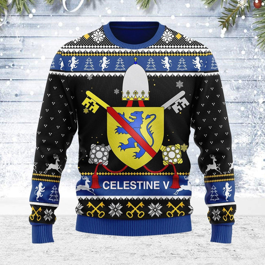 Celestine V Coat of Arms Ugly Christmas Sweater - DucG