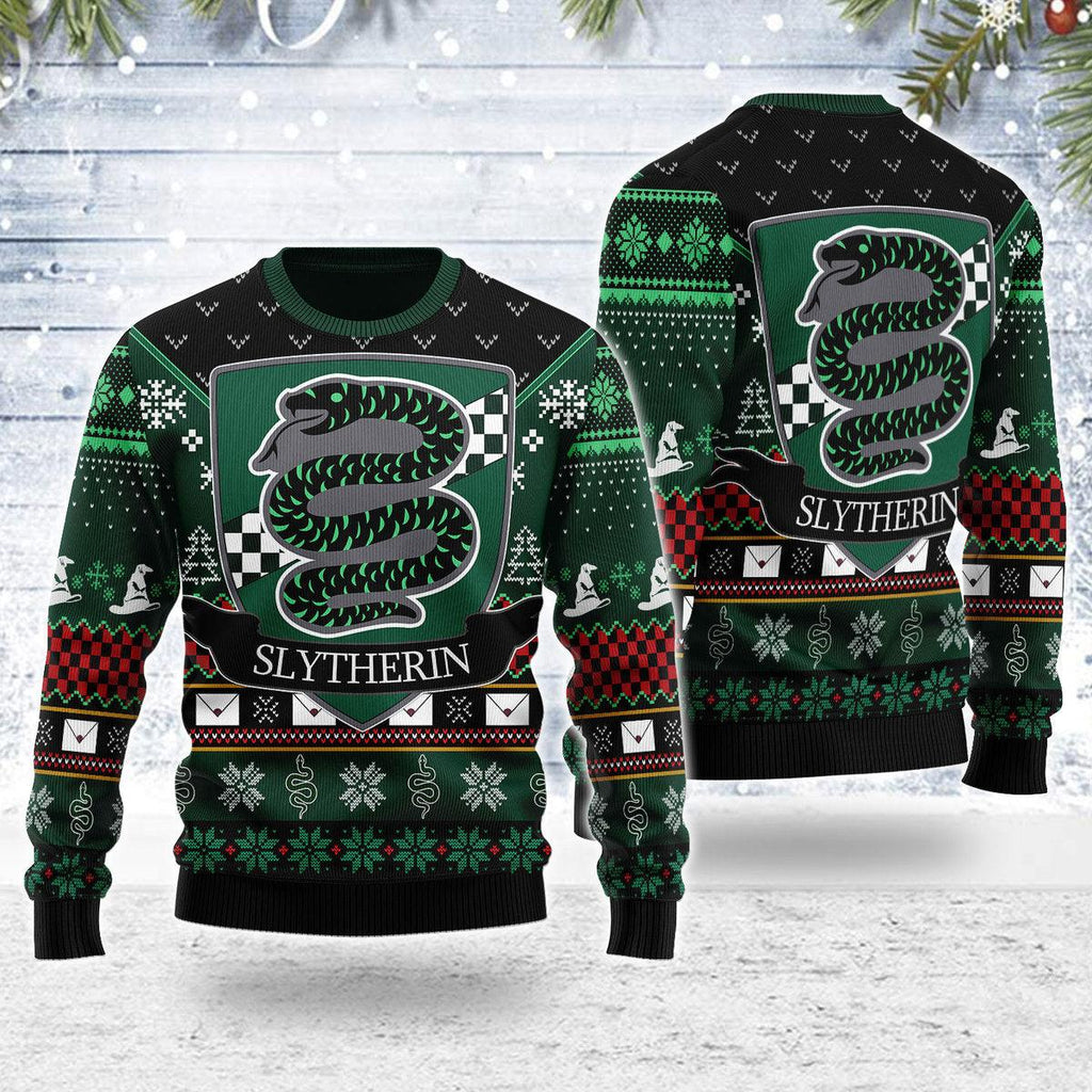 CGearhomie Slytherin Round The Christmas Tree Christmas Sweater - Gearhomie.com
