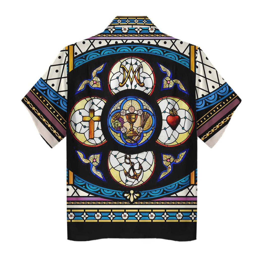 Crucifixion of Christ Stained Glass Hawaiian Shirt - Gearhomie.com