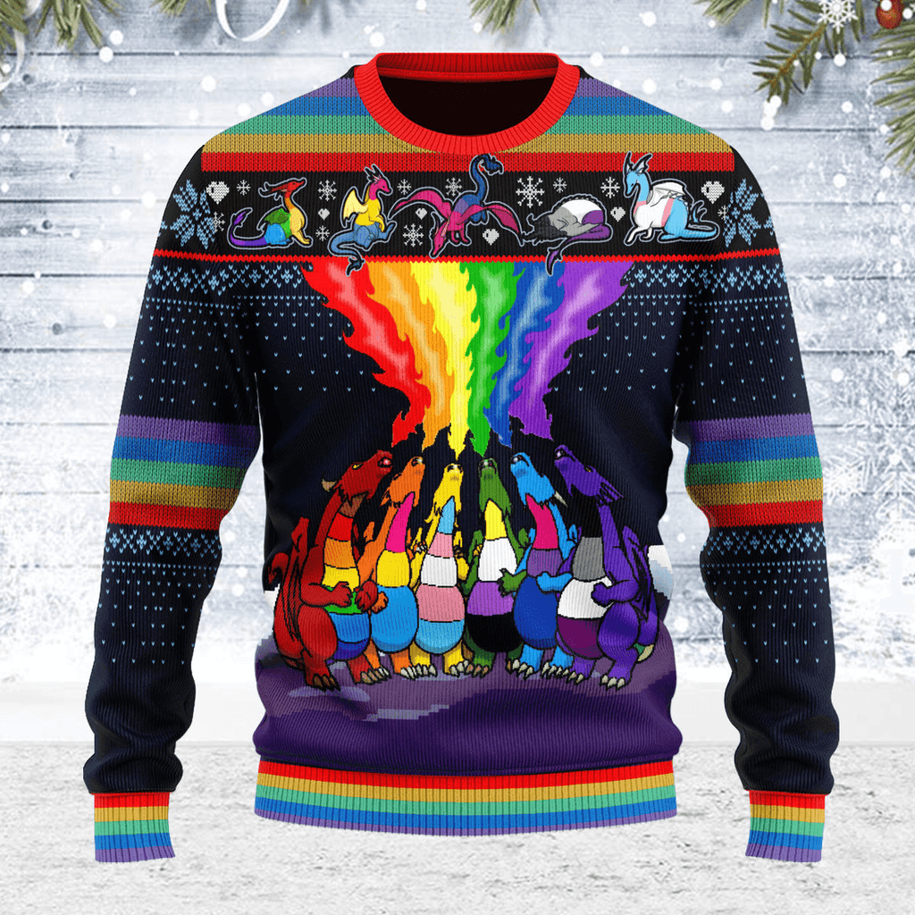 Dragon LGBT Ugly Christmas Sweater - DucG