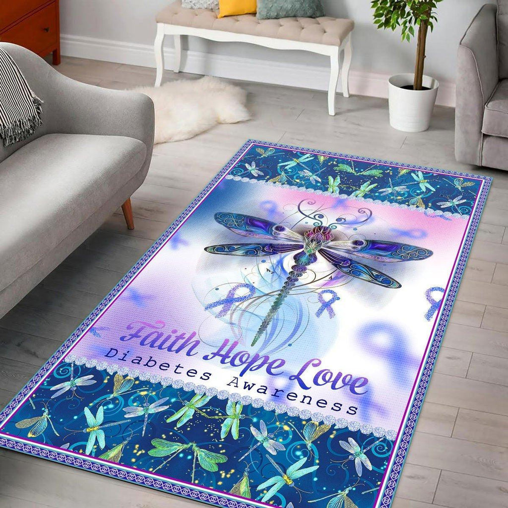 Dragonfly Diabetes Awareness Rug - DucG