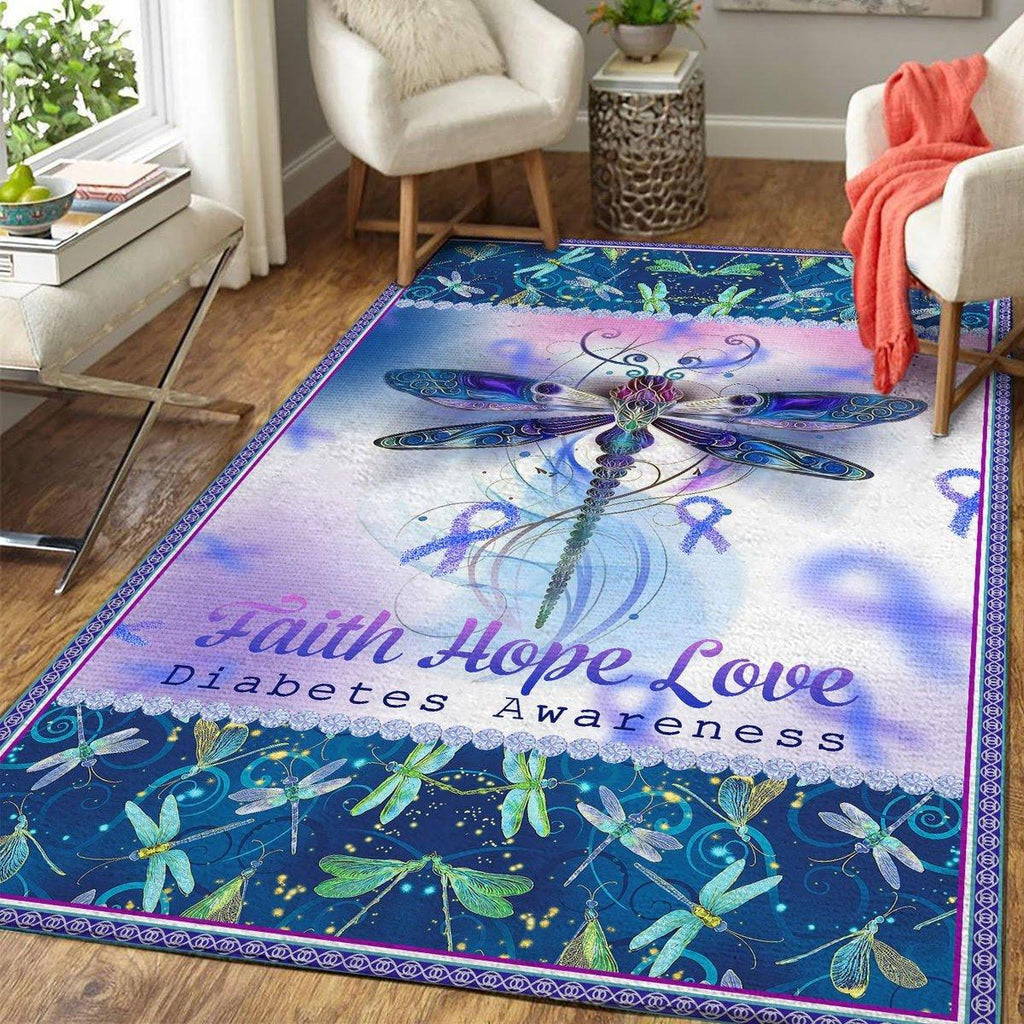 Dragonfly Diabetes Awareness Rug - DucG