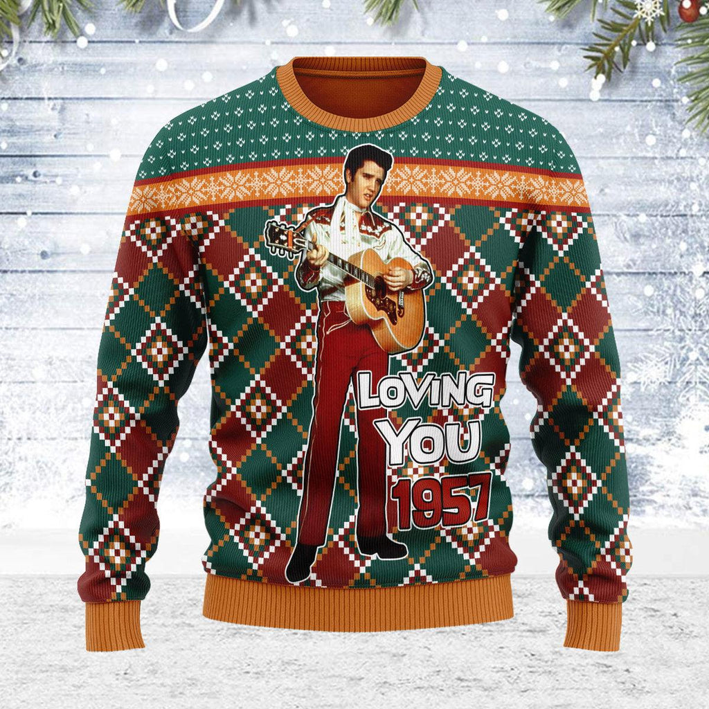 Elvis 'Loving You' 1957 Christmas Ugly Sweater - Gearhomie.com