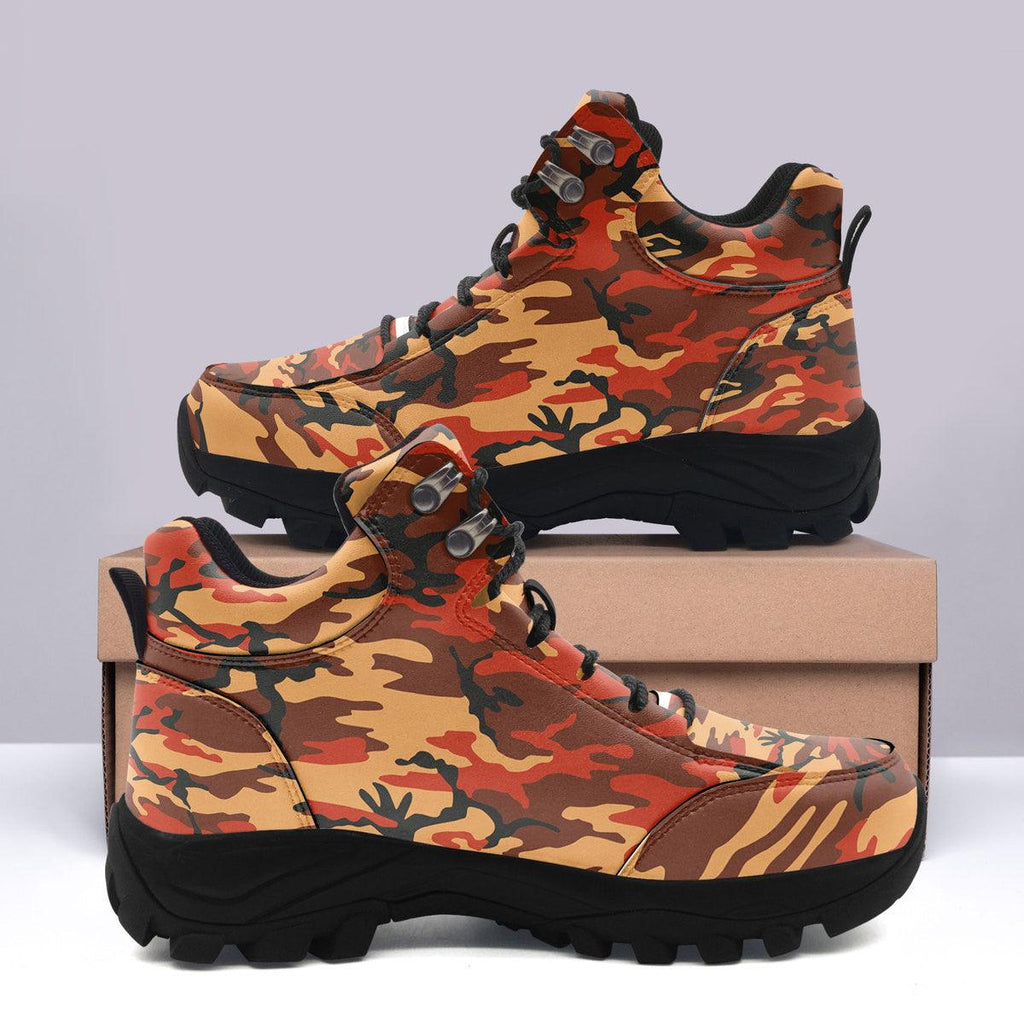 Flecktarn Red Brown German WWII CamoPatterns Hiking Shoes - DucG