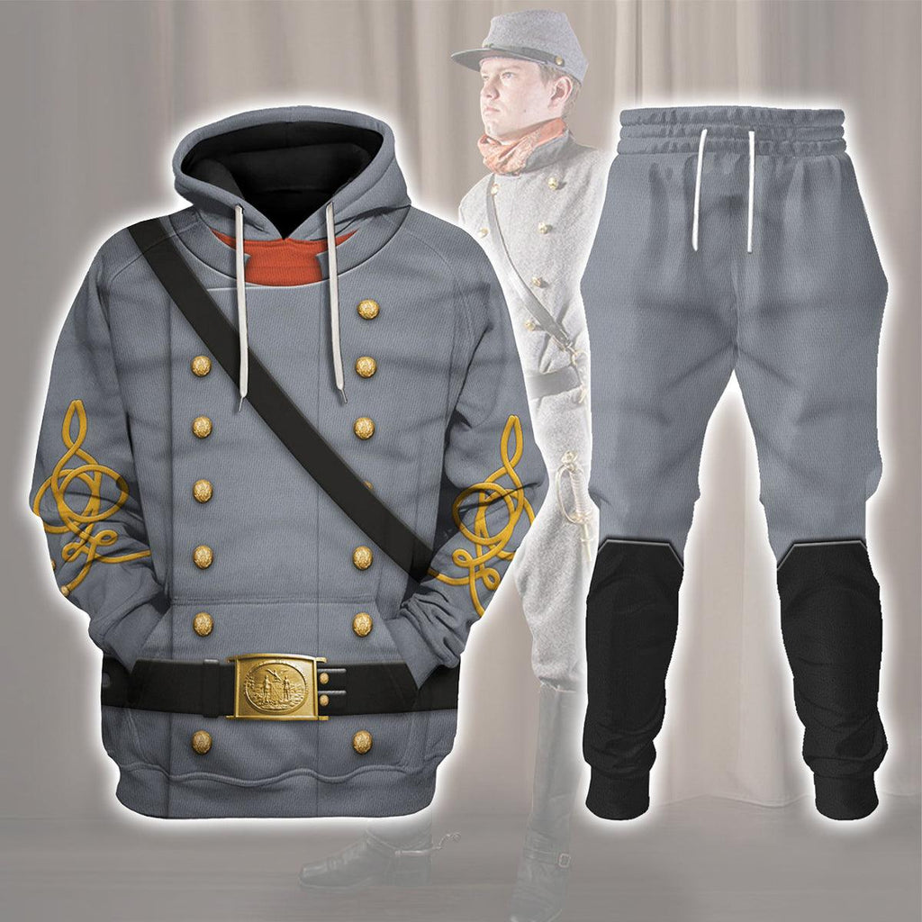 Gearhomie American Confederate Army-Cavalry Officer Uniform All Over Print Hoodie Sweatshirt T-Shirt Tracksuit - Gearhomie.com