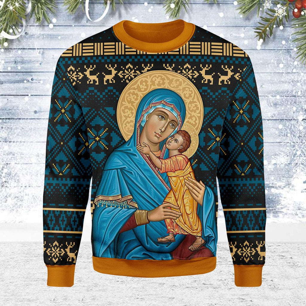 Gearhomie Blue Madonna Virgin Mary Christmas Sweater - Gearhomie.com