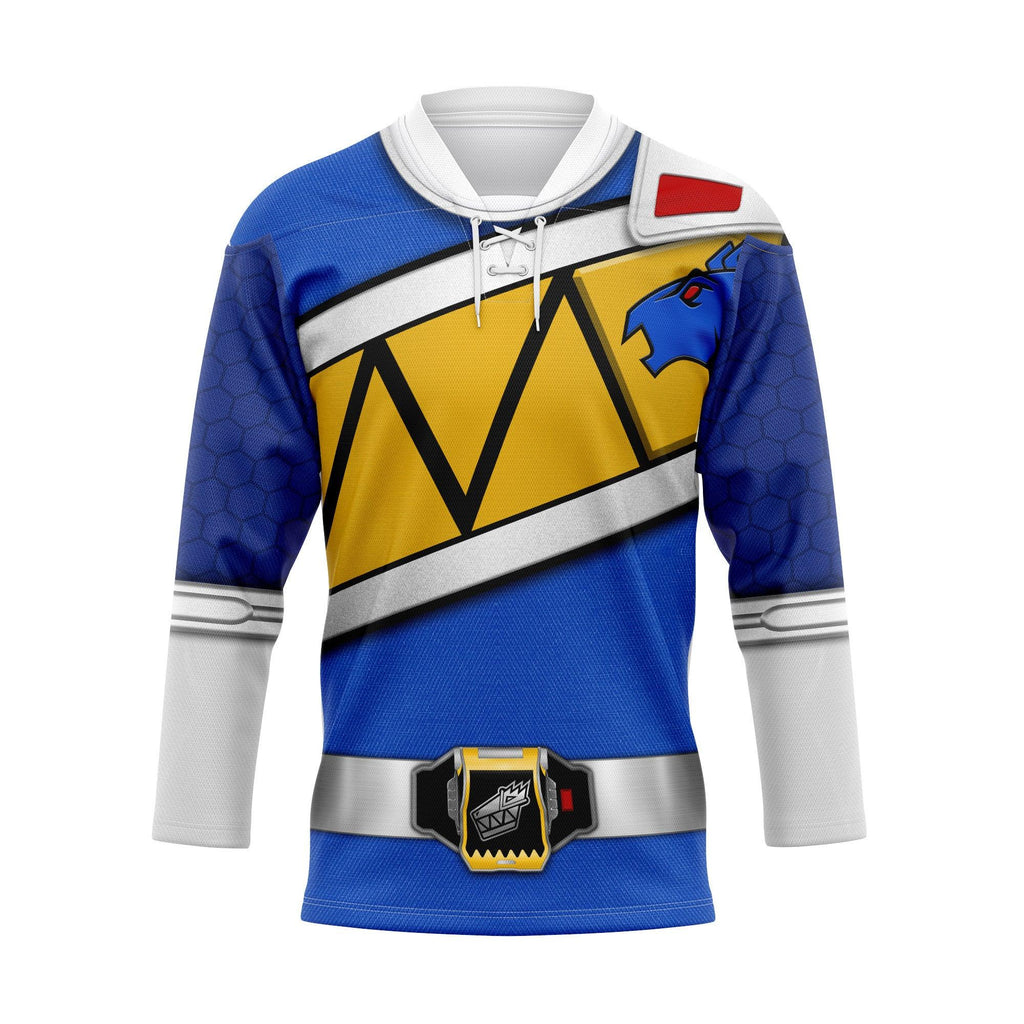 Gearhomie Blue Power Rangers Dino Charge Hockey Jersey - Gearhomie.com