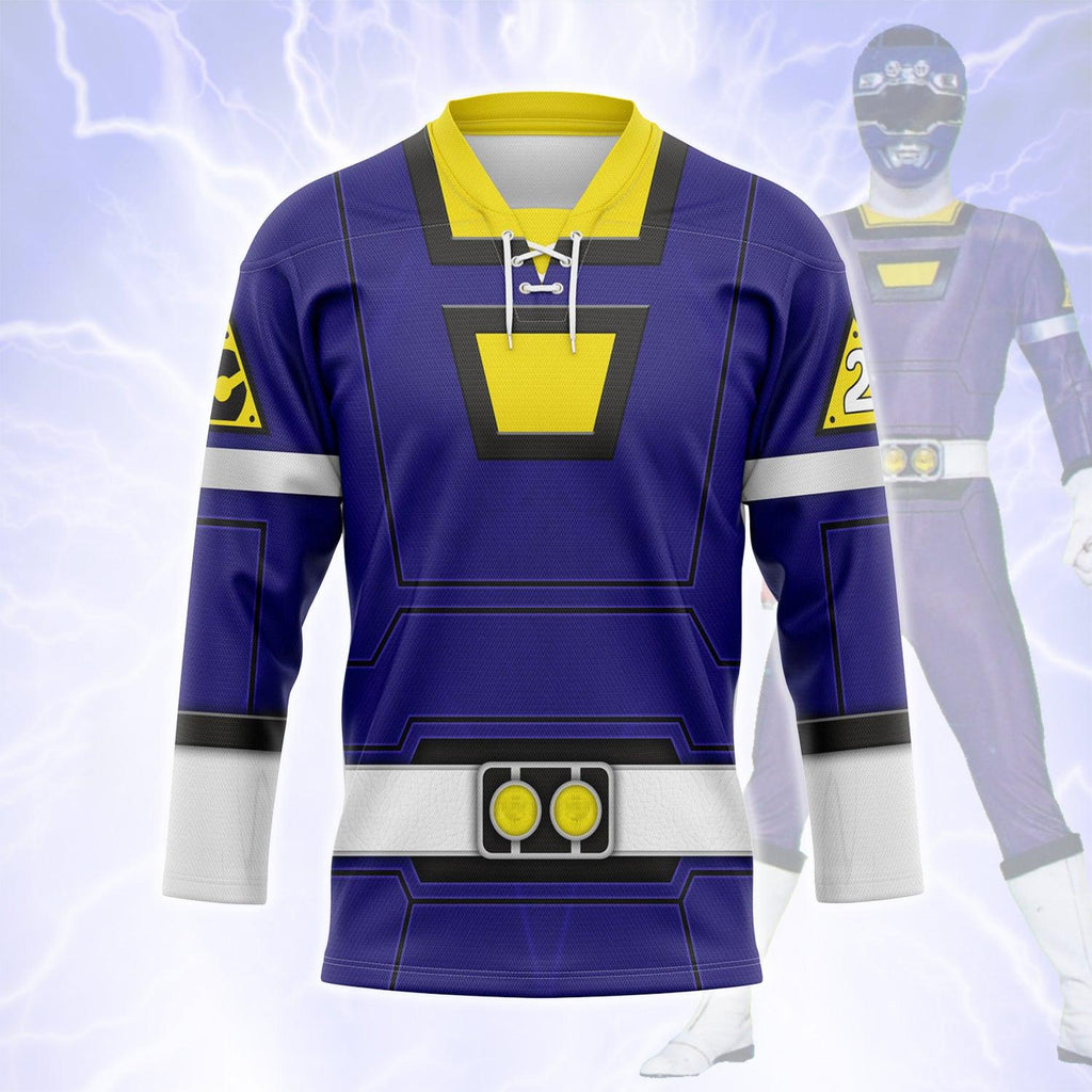 Gearhomie Blue Power Rangers Turbo Hockey Jersey - Gearhomie.com