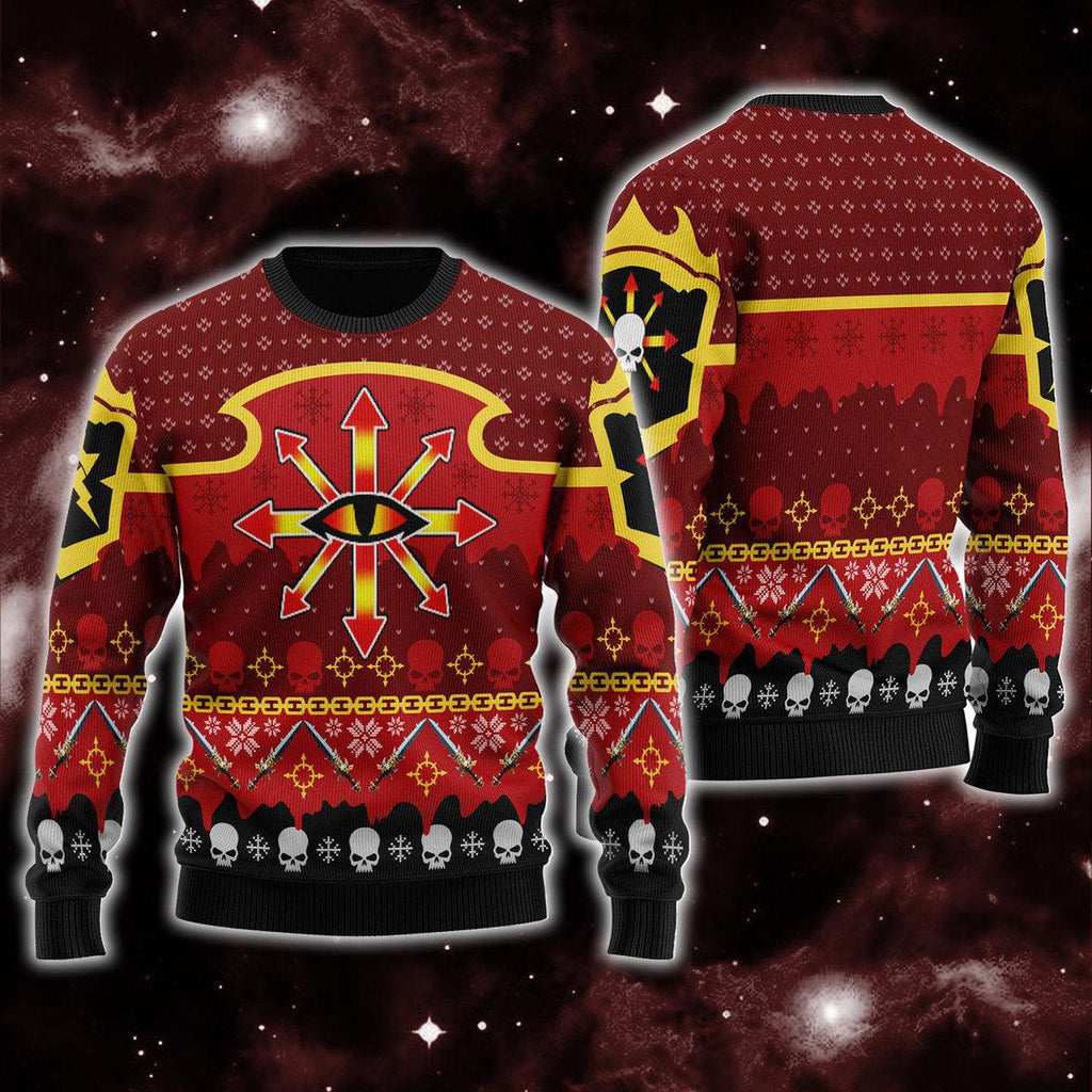 Gearhomie Chaos Reigns Khorne Iconic Ugly Christmas Sweater - Gearhomie.com