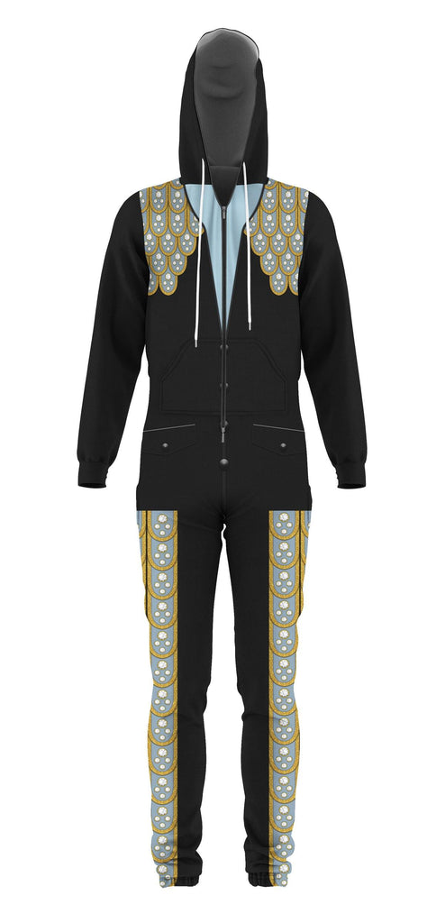 Gearhomie Elvis Armadillo suit in Blue on Black jumpsuit Costume - Gearhomie.com