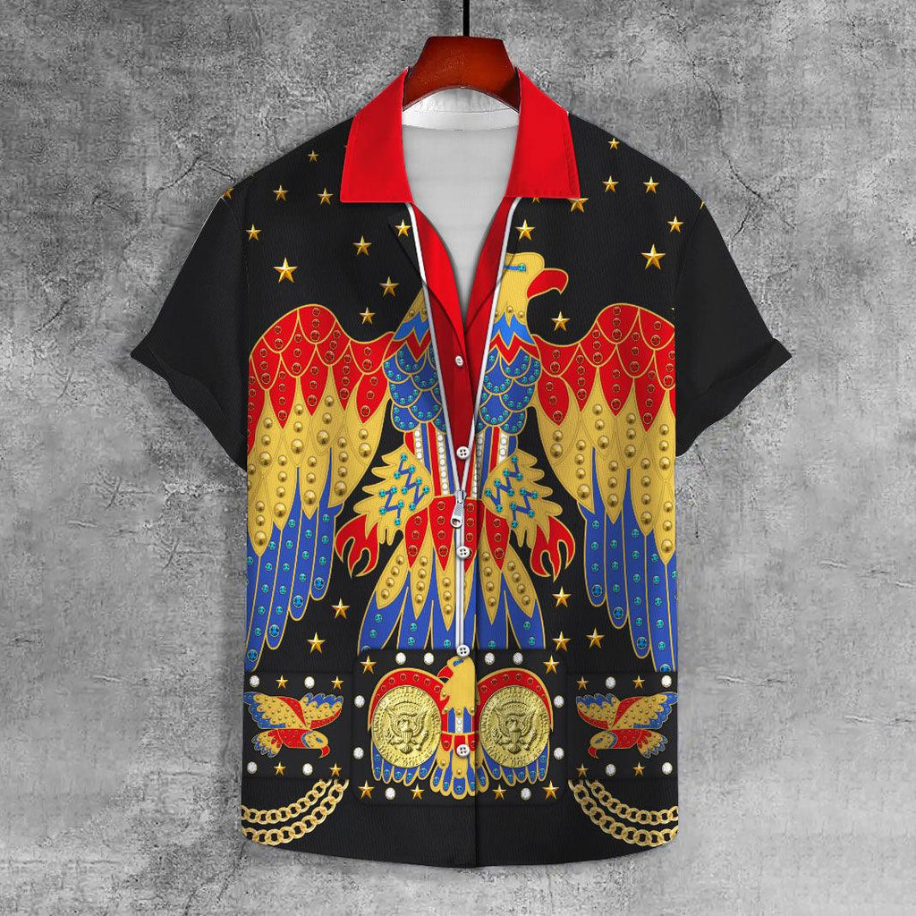 Gearhomie Elvis EAGLE Black UNISEX CASUAL HAWAIIAN SHIRT - Gearhomie.com