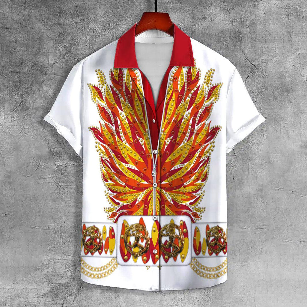 Gearhomie Elvis Flame UNISEX CASUAL HAWAIIAN SHIRT - Gearhomie.com