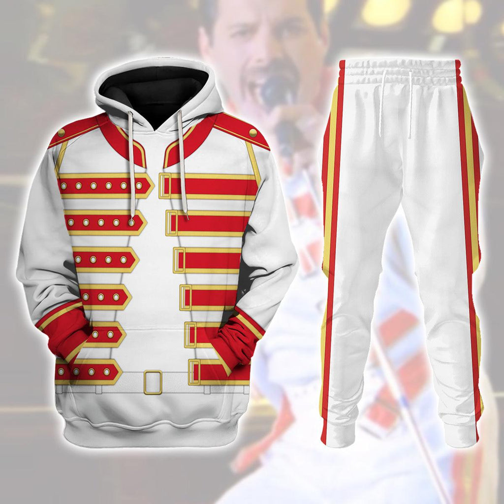 Gearhomie Freddie Mercury Costume Wembley Red Hoodie Sweatshirt T-Shirt Tracksuit - Gearhomie.com