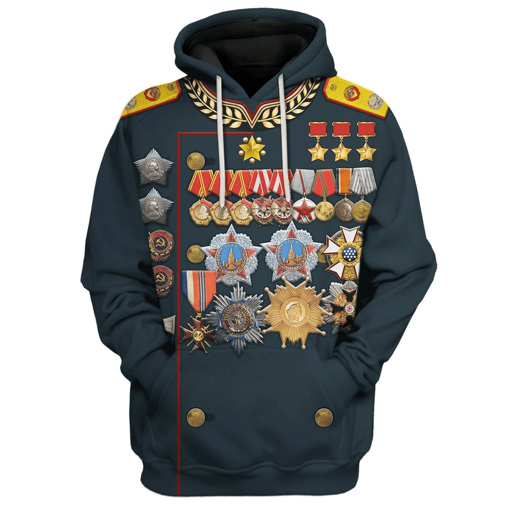 Gearhomie Georgy Zhukov Soviet General and Marshal Of The Soviet Costume Hoodie Sweatshirt T-Shirt Tracksuit - Gearhomie.com