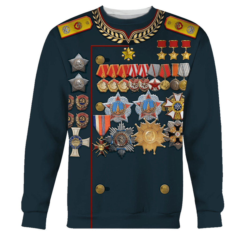 Gearhomie Georgy Zhukov Soviet General and Marshal Of The Soviet Costume Hoodie Sweatshirt T-Shirt Tracksuit - Gearhomie.com